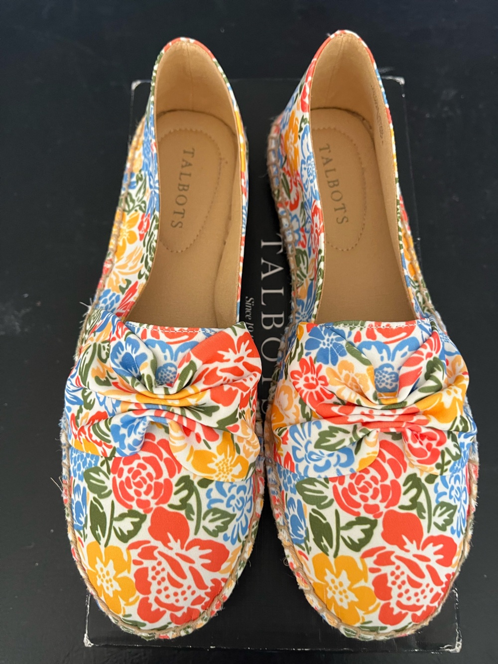 Talbots Multicolor Floral Knot-Front Slip-On Espadrilles NIB Size 8